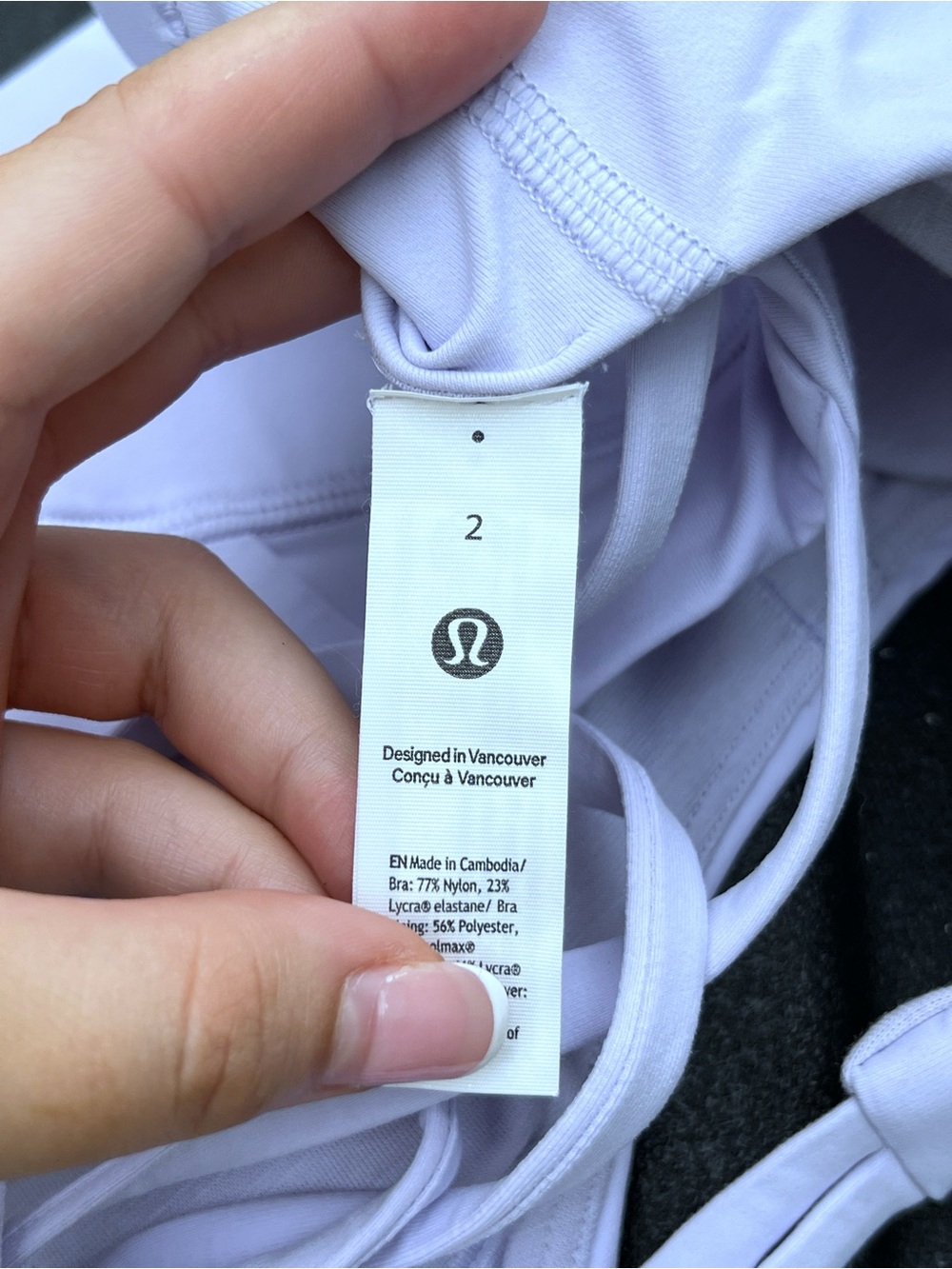Lululemon Energy Bra Lilac Smoke Light Purple Sports Bra Size 2 - Picture 2 of 4